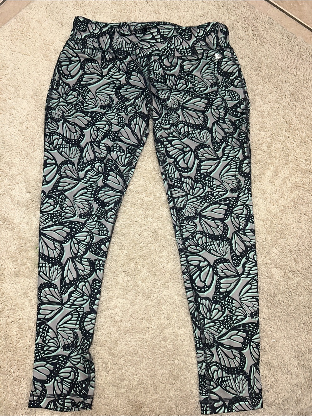 Danskin teal & Light aqua  Blue Butterfly Print Leggings